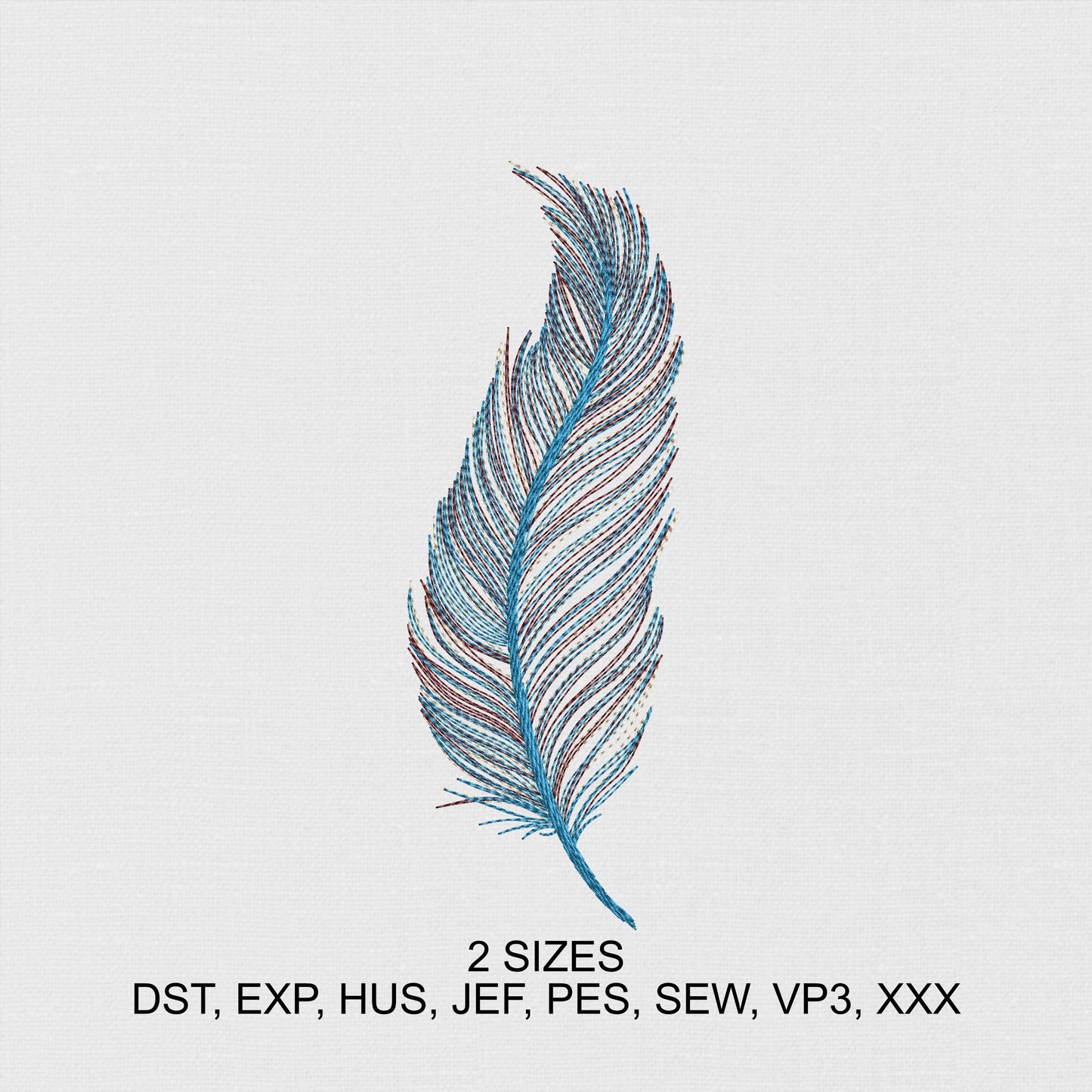 Beautiful Feather Machine Embroidery Design - Feather Digital Embroidery File - Instant Download - 2 Hoop Sizes Image 1