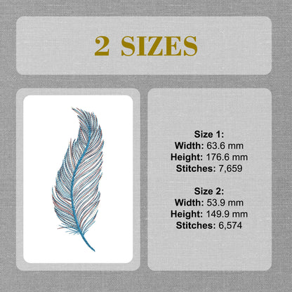 Beautiful Feather Machine Embroidery Design - Feather Digital Embroidery File - Instant Download - 2 Hoop Sizes Image 7