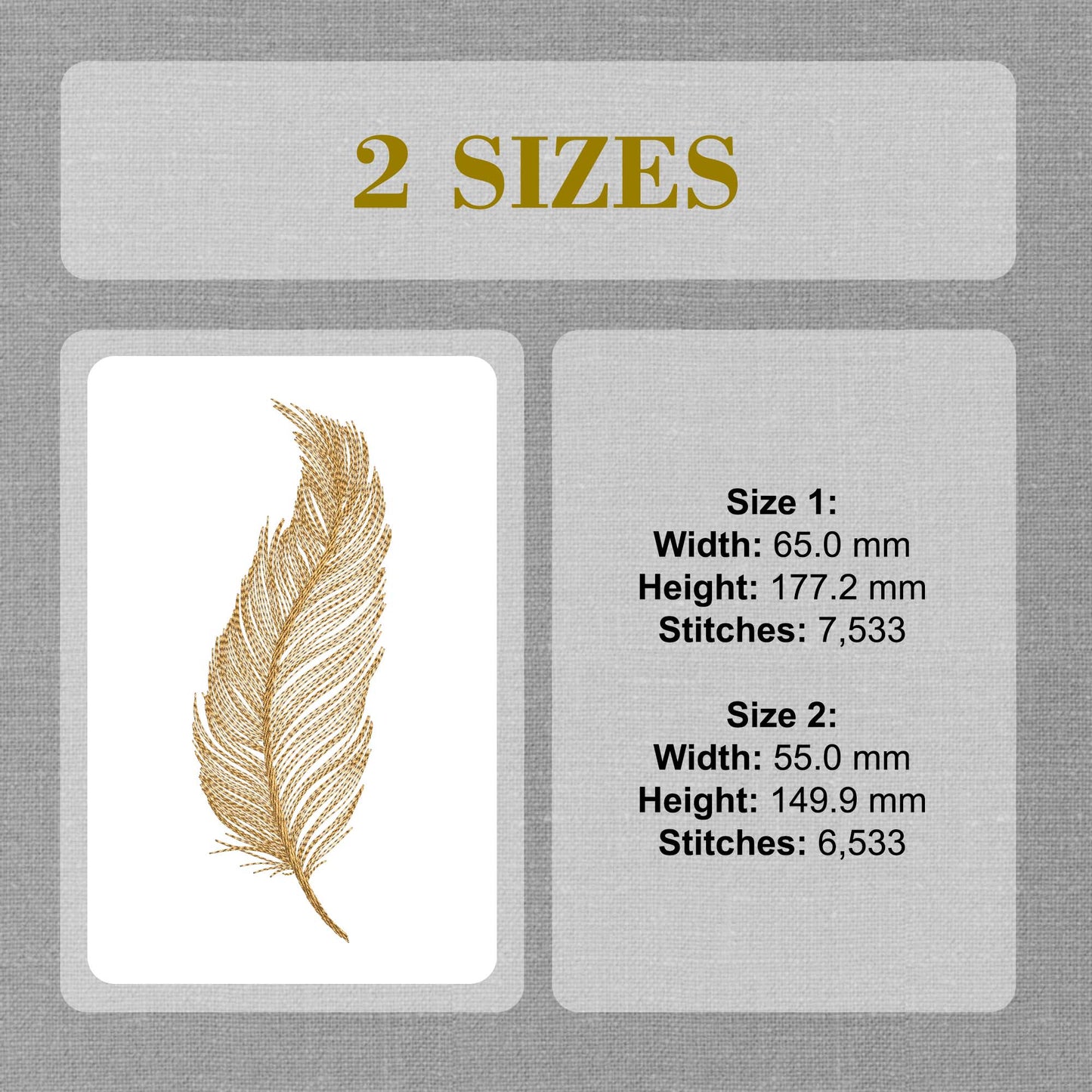 Beautiful Feather Machine Embroidery Design - Feather Digital Embroidery File - Instant Download - 2 Hoop Sizes Image 8