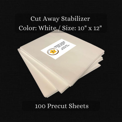 Cut Away Embroidery Stabilizer - Backing 10 x 12 Inches - 100 Precut Sheets Cutaway For Machine Embroidery - 100 Percent Soft Polyester