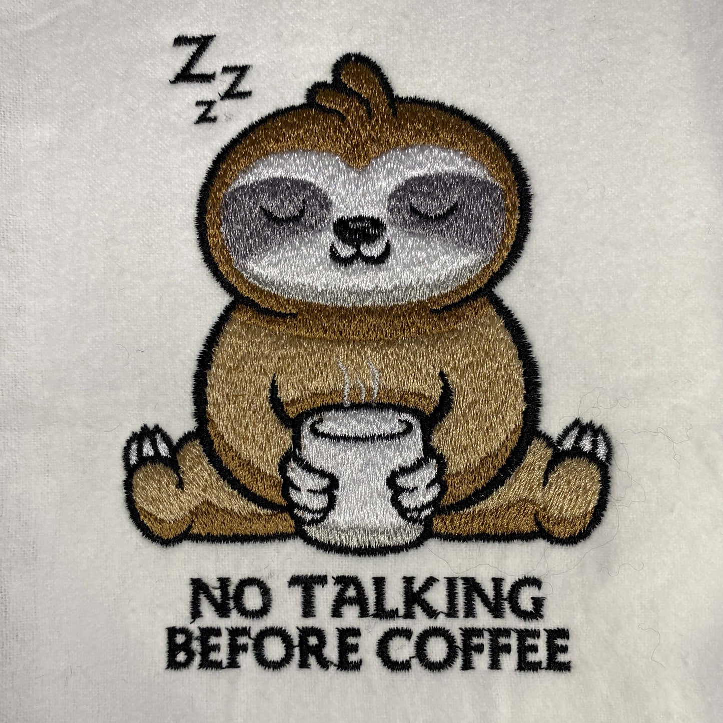 Cute Sleepy Sloth Machine Embroidery Design - Coffee Cup Digital Embroidery File - Kids Sewing Pattern - Instant Download - 1 Hoop Size Image 2