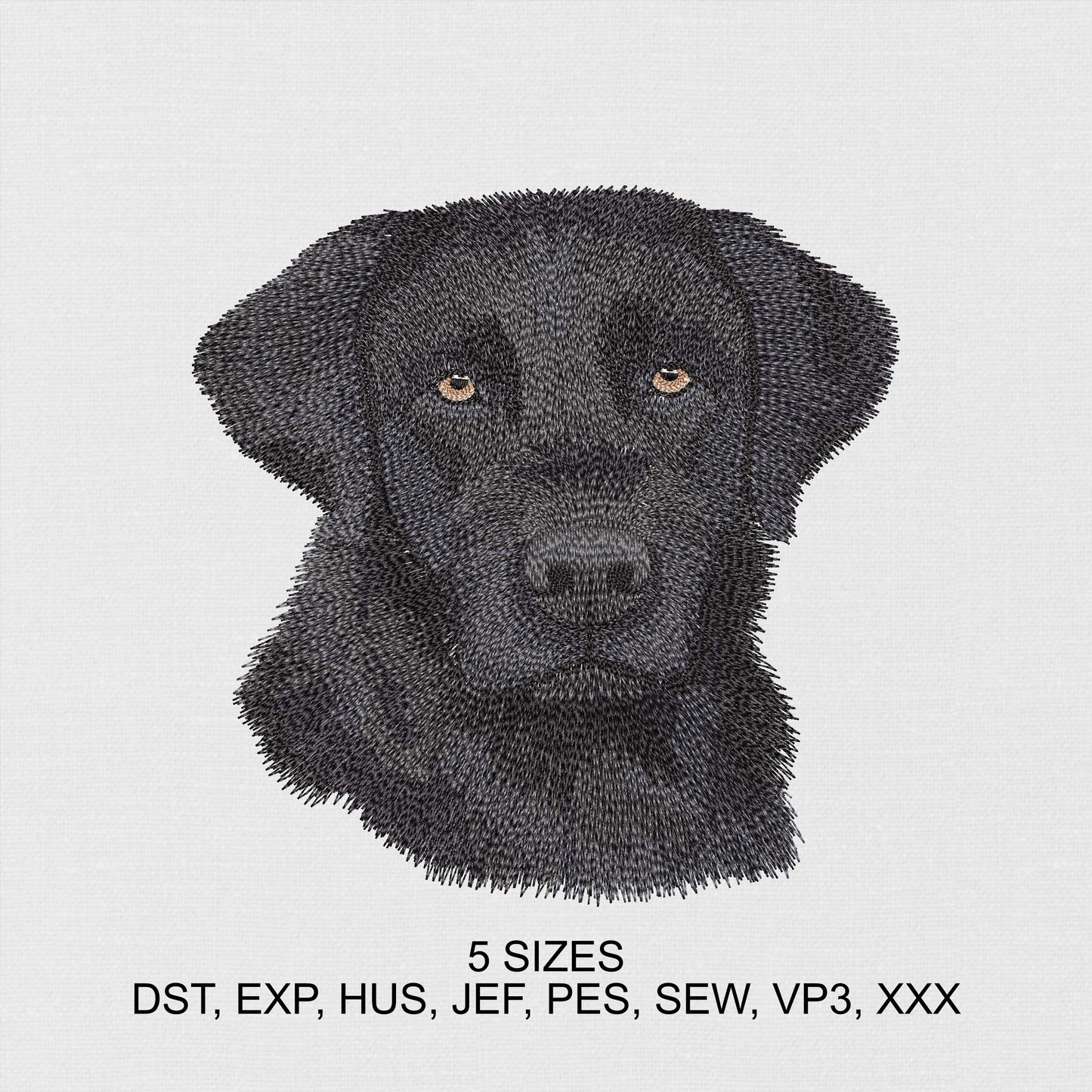 Dog Machine Embroidery Design - Black Labrador Retriever Digital Embroidery File - Pet Stitching Pattern - Instant Download - 5 Hoop Sizes Image 1