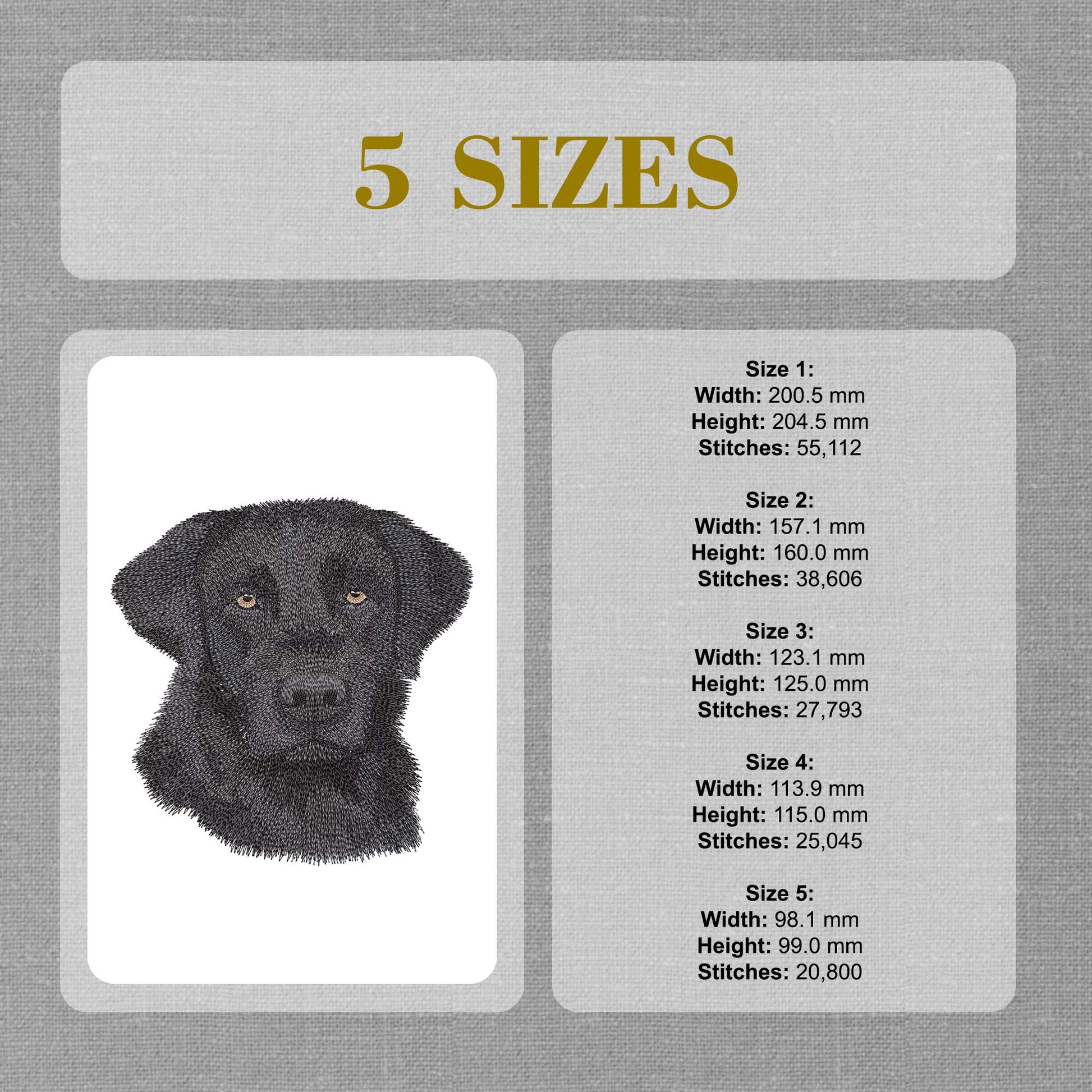 Dog Machine Embroidery Design - Black Labrador Retriever Digital Embroidery File - Pet Stitching Pattern - Instant Download - 5 Hoop Sizes Image 7