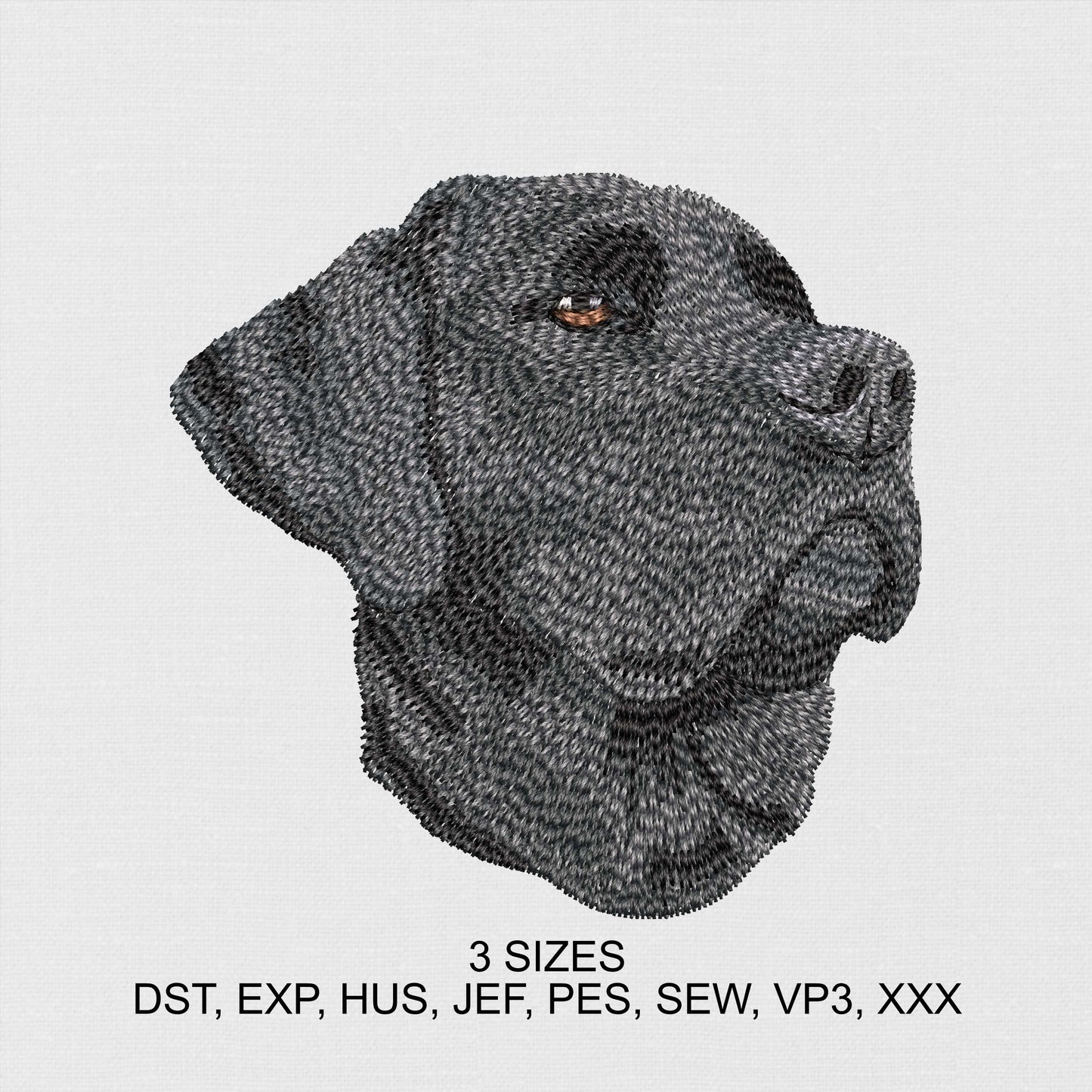 Dog Machine Embroidery Design - Black Labrador Retriever Dog Digital Embroidery File - Pet Sewing Pattern - Instant Download - 3 Hoop Sizes Image 1