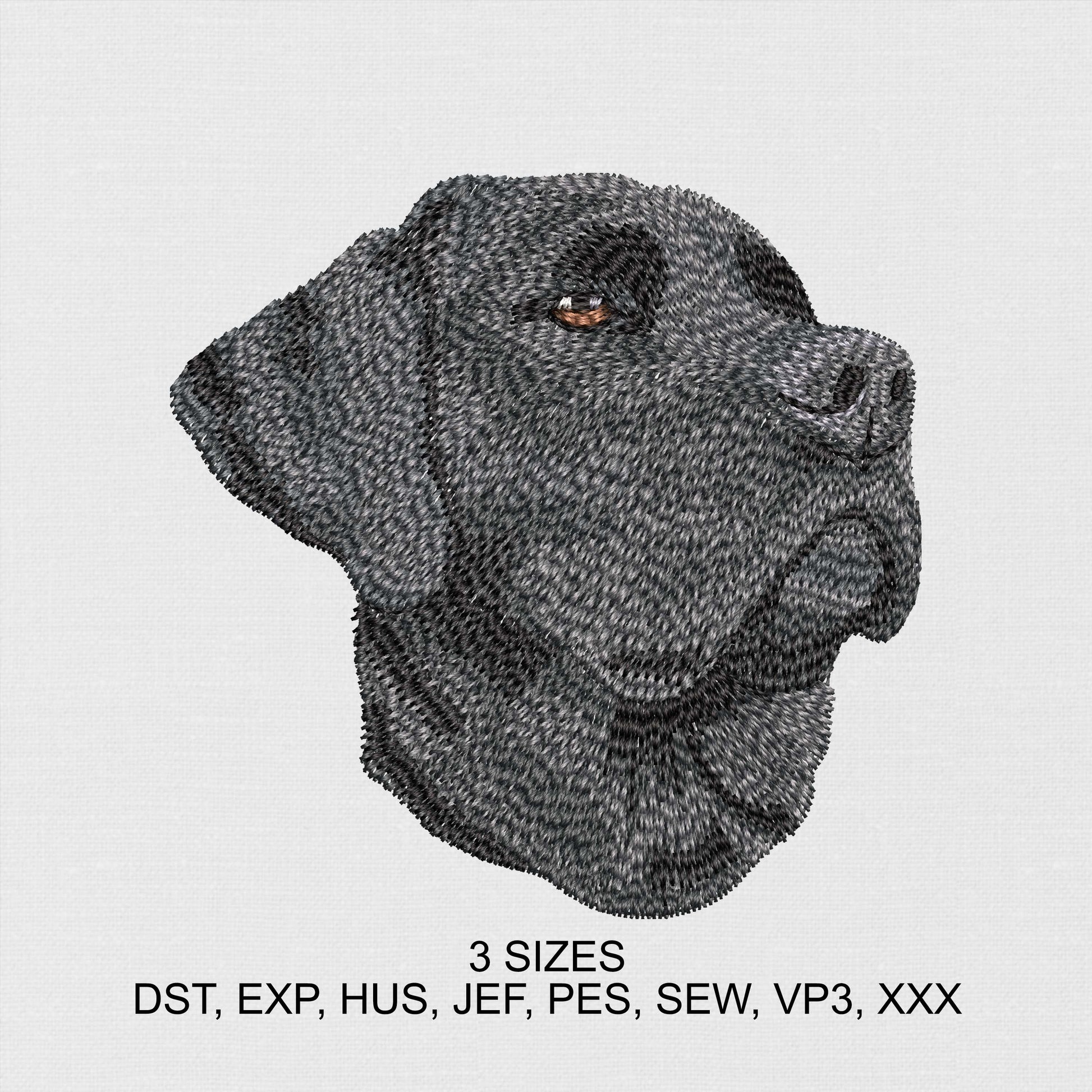 Dog Machine Embroidery Design - Black Labrador Retriever Dog Digital Embroidery File - Pet Sewing Pattern - Instant Download - 3 Hoop Sizes Image 1