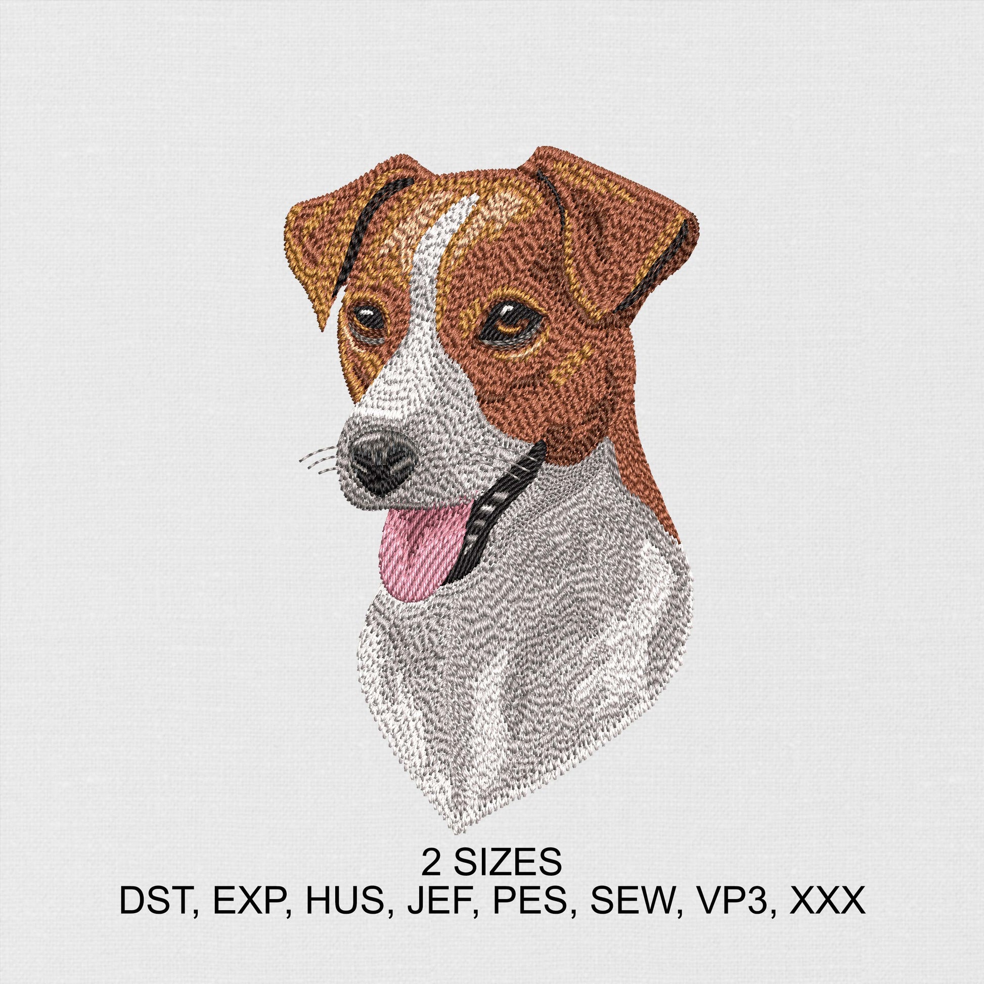 Jack Russell Terrier Dog Machine Embroidery Design - Pet Digital Embroidery File - Animal Sewing Pattern - Instant Download - 2 Hoop Sizes Image 1