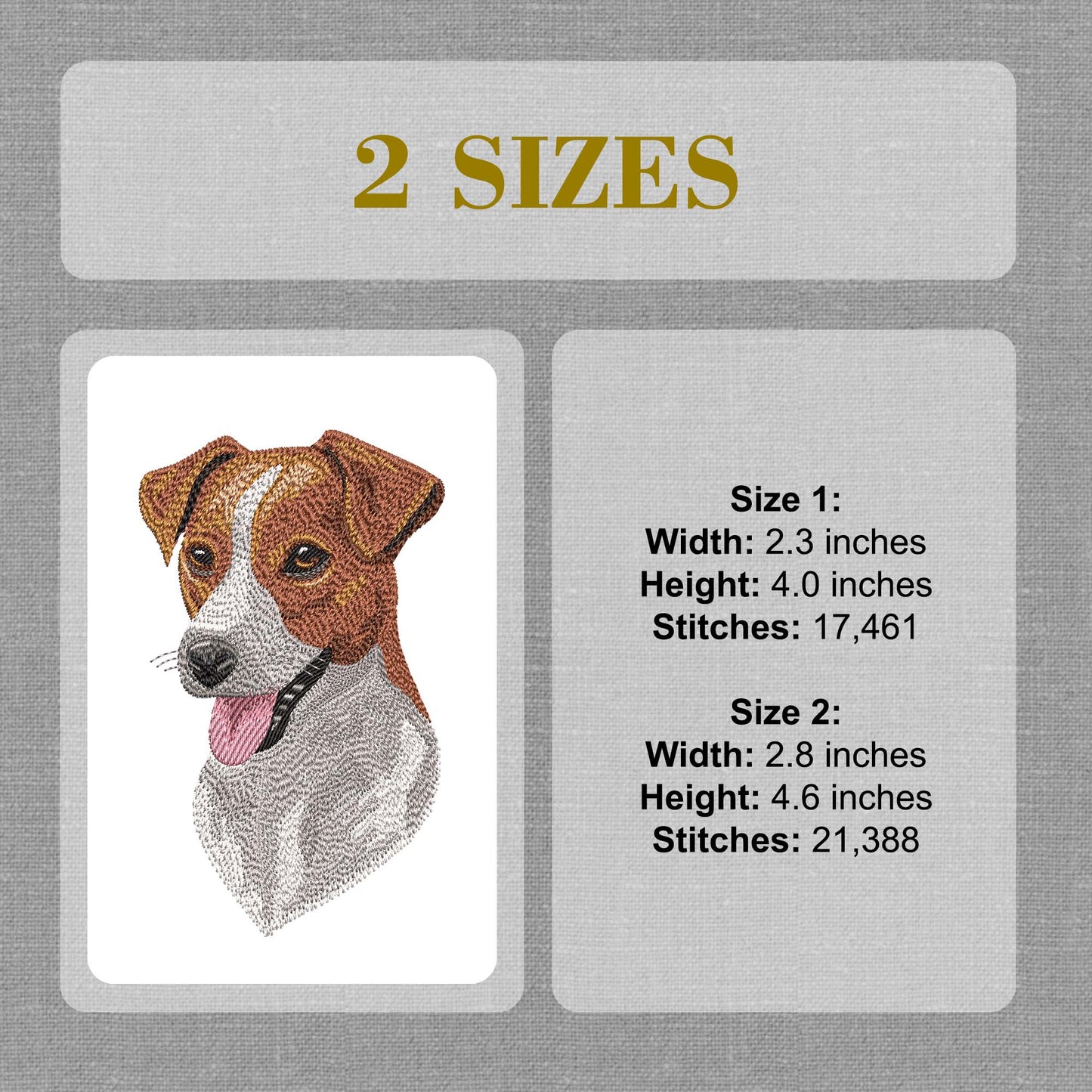 Jack Russell Terrier Dog Machine Embroidery Design - Pet Digital Embroidery File - Animal Sewing Pattern - Instant Download - 2 Hoop Sizes Image 7