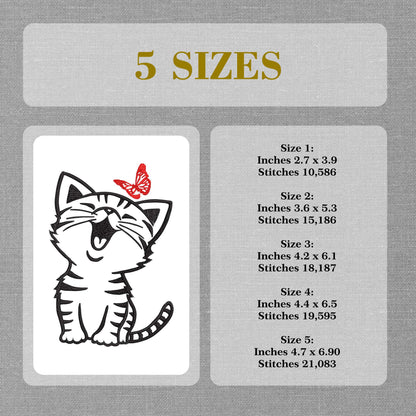 Kitten with Butterfly Machine Embroidery Design - Digital Embroidery File - Instant Download - 5 Hoop Sizes Image 8