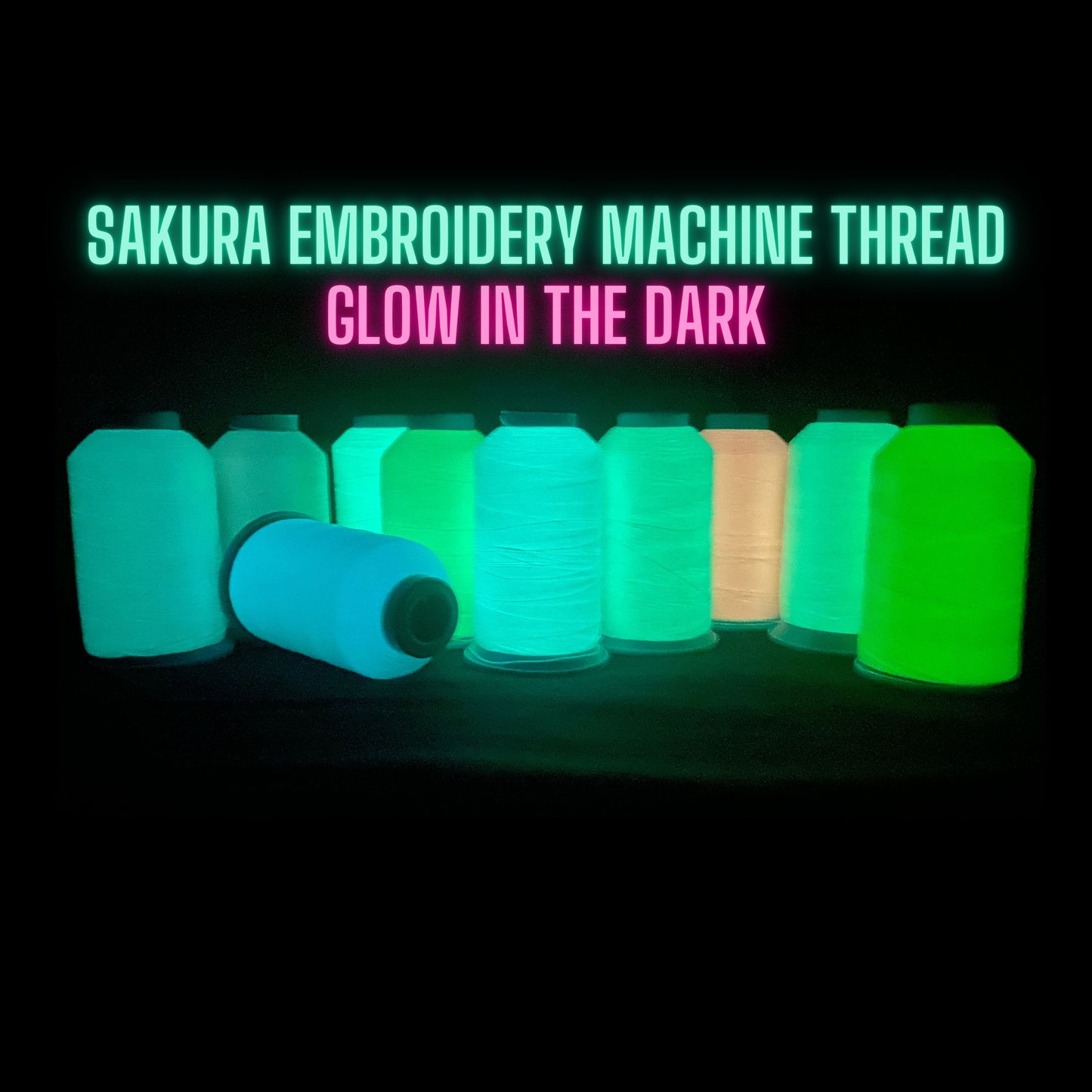 New Sakura Glow In The Dark Embroidery Machine Thread Single Spool 150D2 800M 875Y Image 1